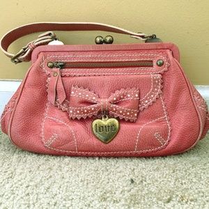 Isabella Fiore Pink Leather Handbag Purse Clutch